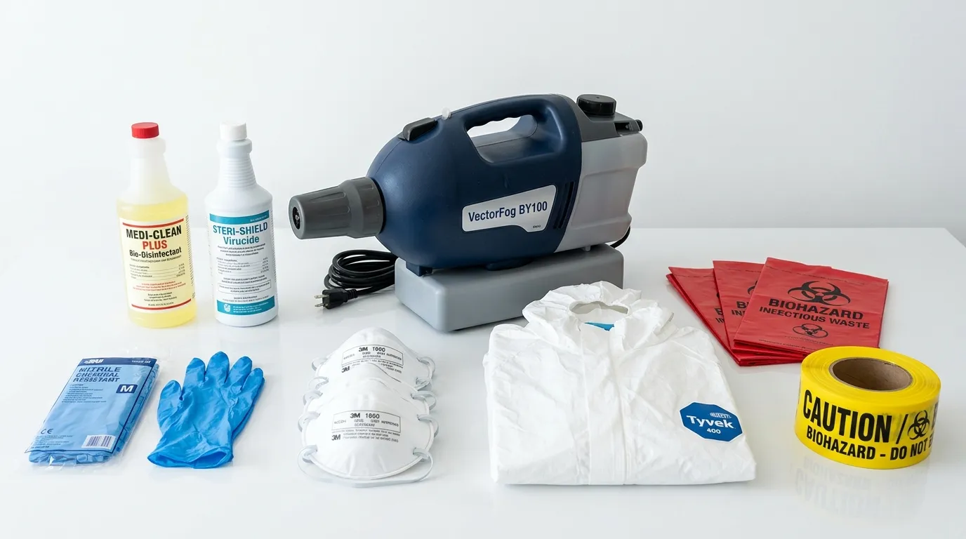 Professional biohazard remediation crew working in Briar